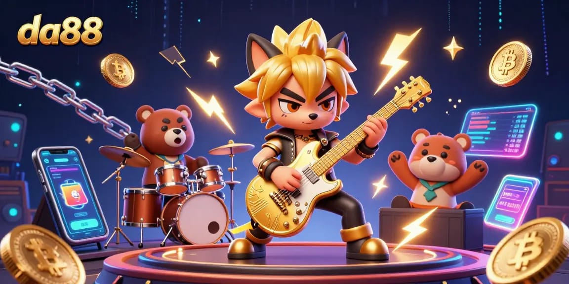 Experience thrilling gaming at da88 with rock star action and vibrant crypto elements.