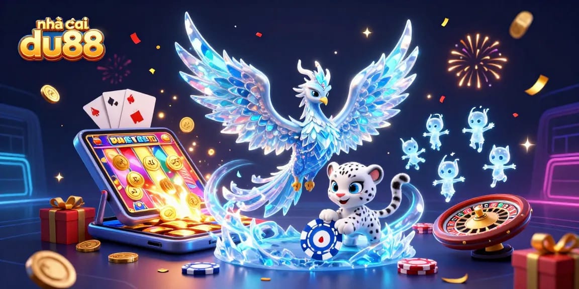 Engage in exciting gameplay at nhà cái du88, featuring a vibrant casino scene with lively characters and game elements.