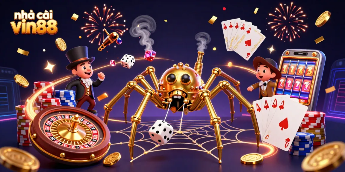 Experience the thrill of nhà cái vin88 with steampunk charm in this vibrant casino scene.
