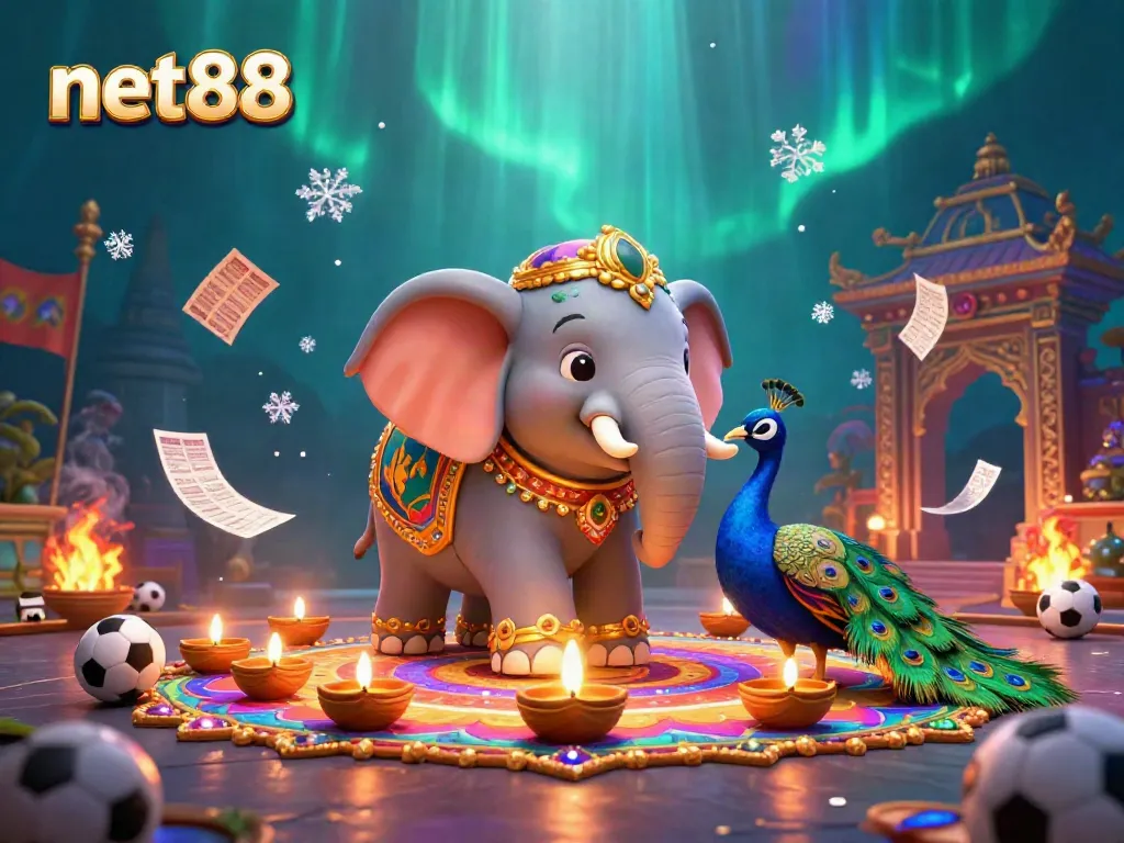 Experience thrilling gameplay with net88 amidst vibrant casino elements in a dynamic 3D illustration.