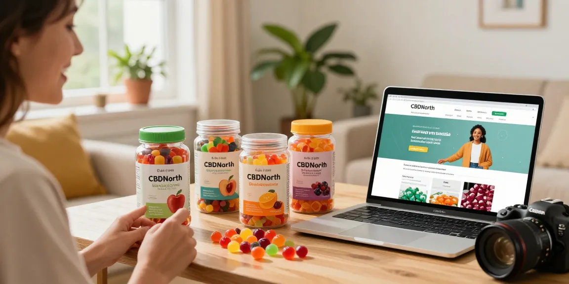 Shop here to find delicious CBD gummies in colorful jars and a cozy setting.