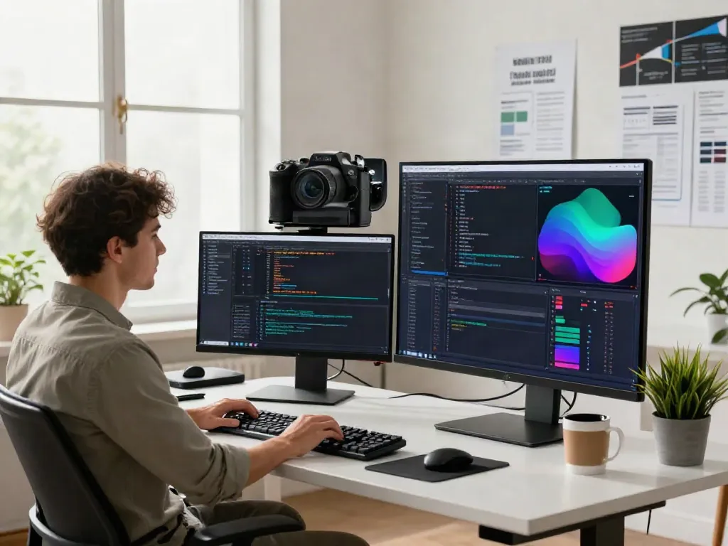 Focused developer in a tech workspace utilizing instant indexing for optimized SEO results.
