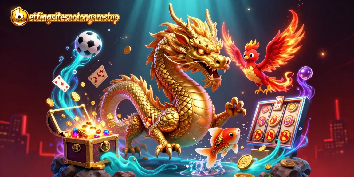 Experience the thrill of bettingsitesnotongamstop with a dynamic 3D illustration showcasing action-packed gaming elements.