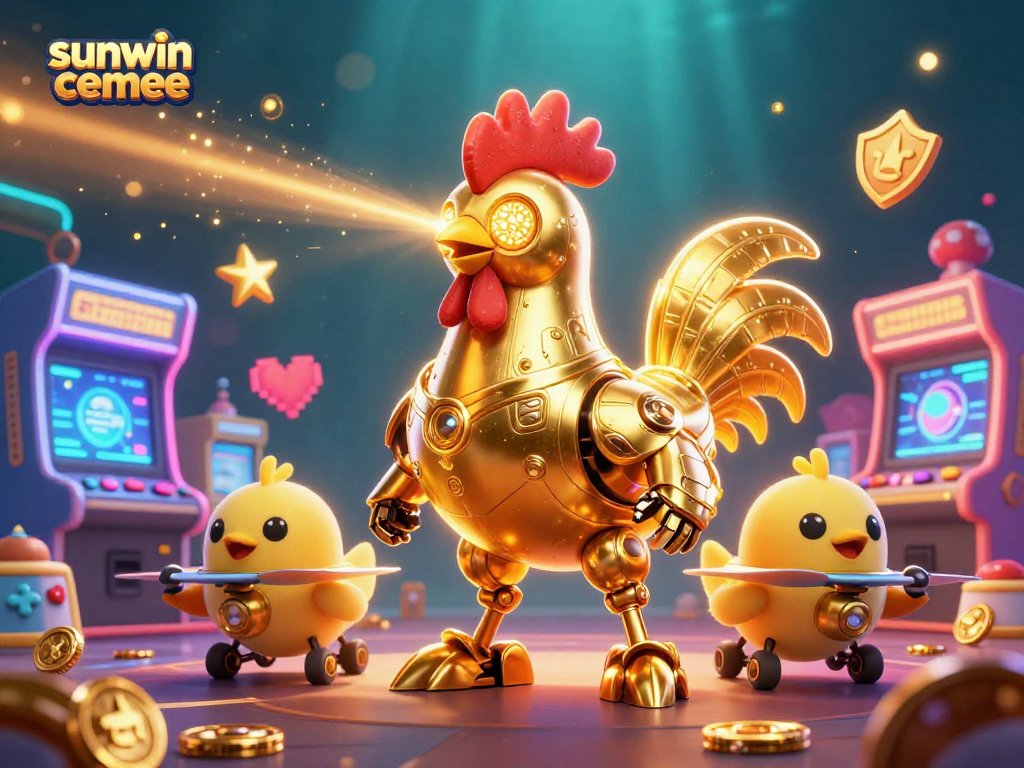 Experience sunwin cemee with a dynamic scene of gaming and vibrant characters in a 3D casino environment.