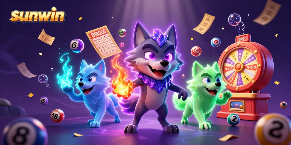 Experience thrilling moments with sunwin and lively bingo games in this vibrant casino illustration.