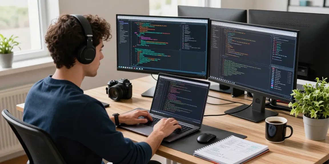 Developer coding in a modern tech workspace, showcasing the best AI tools for innovation.