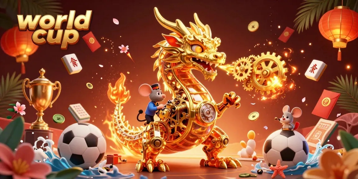 Bet on the world cup with golden dragon and vibrant casino elements for an exciting experience.