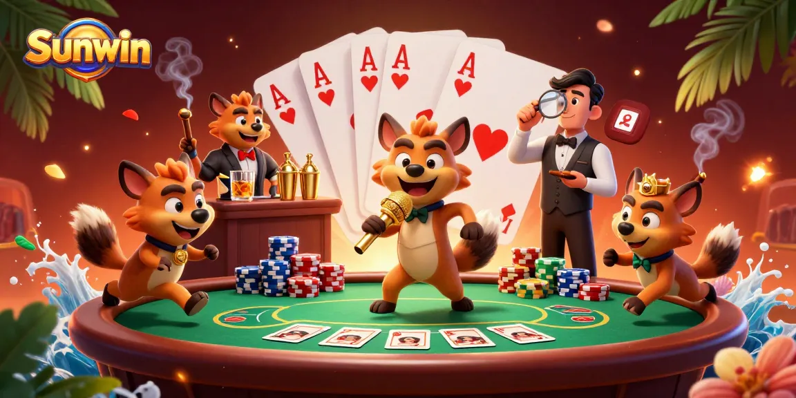 Experience the excitement at Sunwin Casino with dynamic 3D hyena characters and casino elements.